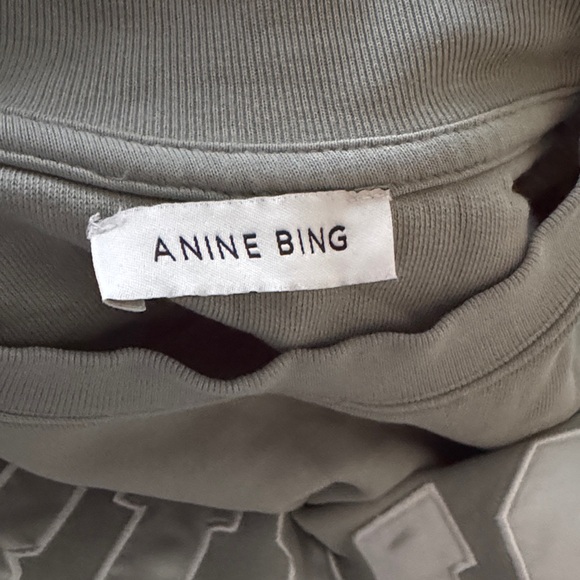 Anine Bing Tyler Satin BING Oversized Sweatshirt Sage Green - Picture 3 of 5